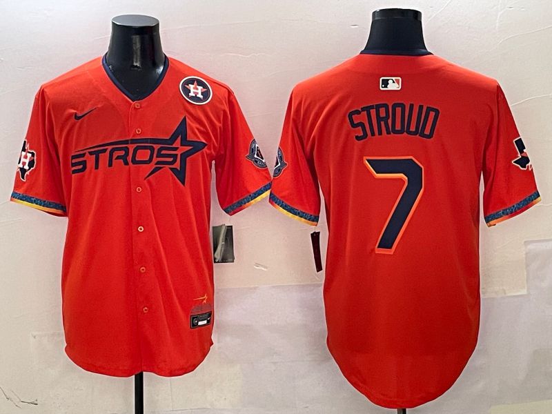 Men Houston Astros #7 Stroud Orange Fourth generation Joint Name Nike 2025 MLB Jersey style 6->houston astros->MLB Jersey